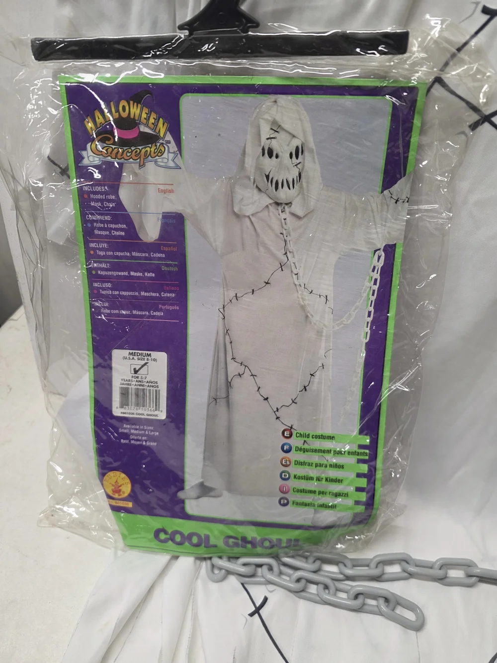 Rubie’s Cool Ghoul Kids Halloween Costume Medium 8-10 Mask Robe Chain Complete